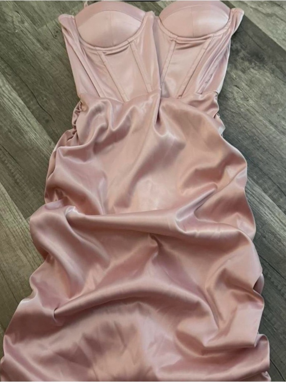 SHEIN Blush Pink Strapless Satin Bustier Dress